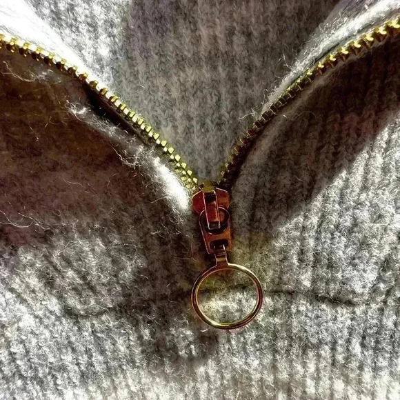 LOFT Gray & White Striped Quarter Zip Tunic Sweater Womens XS - Picture 4 of 4